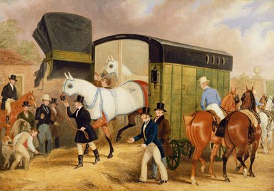 Las mascotas del Derby: La llegada, 1842 de James Pollard